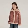 thumbnail image 4 of AINIYS Kids' Faux Suede Shearling Jacket with Lapel Collar Double-Breasted Button Closure Warm Stylish Coat for Winter Casual Daily Wear Brown 13 Years, 4 of 9