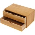 thumbnail image 6 of Minimalistic Bamboo Desk Drawer Organizer with 2 Drawers, Office & Home Storage, Brown, 6 of 18