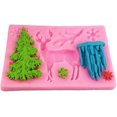 thumbnail image 3 of Molde de silicona para tartas, diseño de reno, alce, árbol de Navidad, copo de nieve, fondant, chocolate, repostería, decoración navideña (rosa), 3 of 4