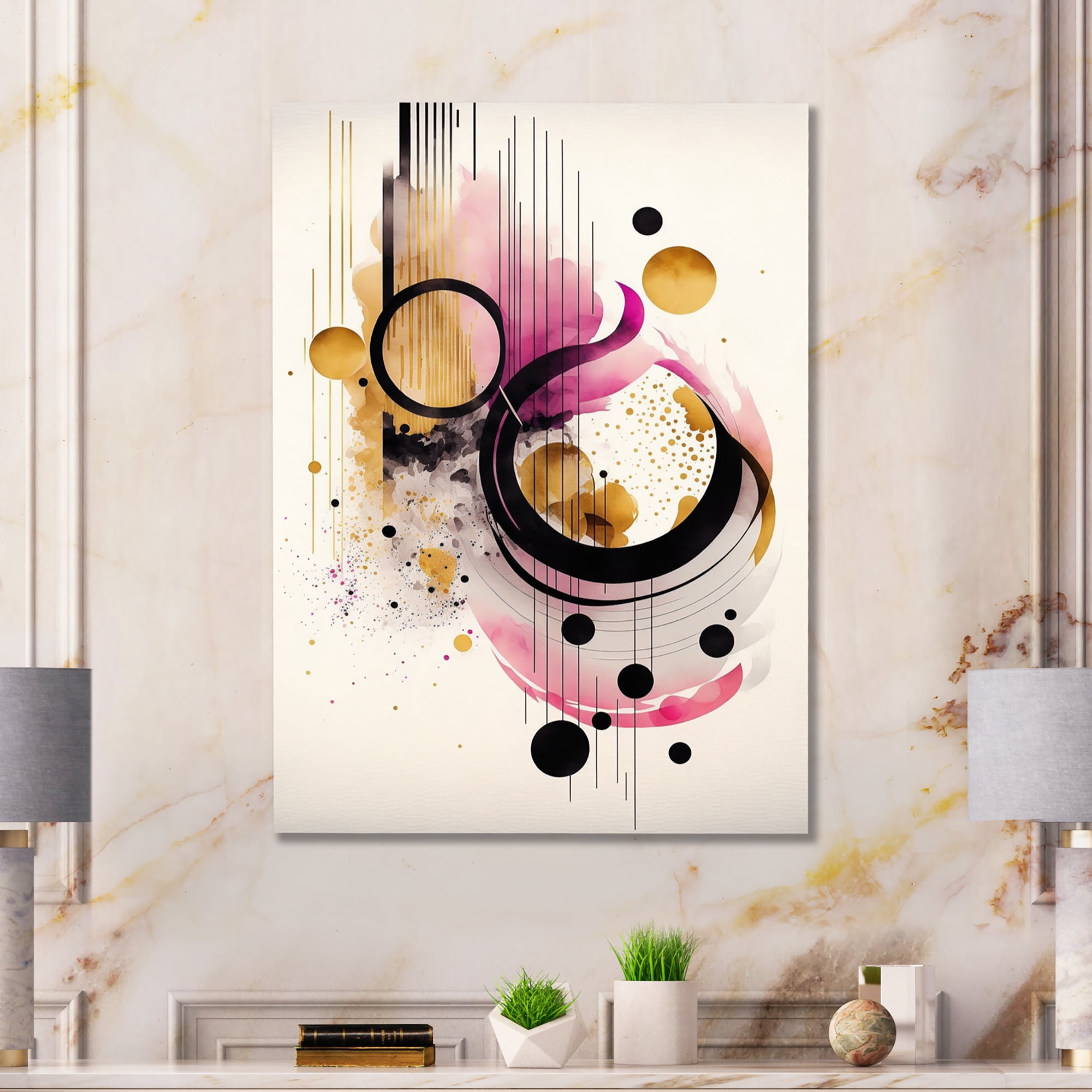 Designart Pink Watercolor Abstract Canvas Wall Art