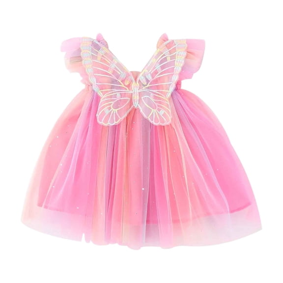 Hrsba Kids Summer Dress,Casual Sleeveless Dress for Girls,Toddler Kids Baby Girls Fashion Cute Sleeveless Sweet Mesh Suspenders Dress
