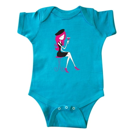 

Inktastic French Girl Fashion Girl Pink Hair High Heels Gift Baby Girl Bodysuit