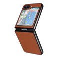 thumbnail image 6 of Case for Samsung Galaxy Z Flip 7, PU Vegan Leather Back & Hard PC Bumper Wireless Charging Shockpoof Protective Slim Anti-Scratch Phone Case for Samsung Galaxy Z Flip 7 - Brown, 6 of 13