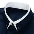 thumbnail image 5 of Men's Long Sleeve Shawl Collar Tops Slim Fit Button Down Solid Color T-shirt, 5 of 5