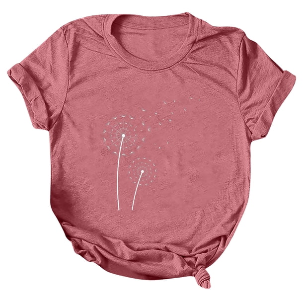 Blusa de camiseta informal con estampado de manga corta y cuello redondo de verano para mujer a la moda Fridja hjk1343