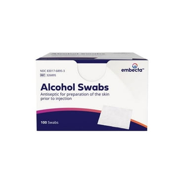 Embecta (Formerly BD) Alcohol Prep Pads, 70% Strength Isopropyl Alcohol, Box of 100 Individual Packets