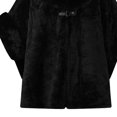 thumbnail image 4 of Ecqkame Womens Sherpa Cape Shawl Faux Fur Collar Tie Front Fleece Lined Warm Poncho Winter Warm Soft Dressy Outerwear Black Free Size, 4 of 5