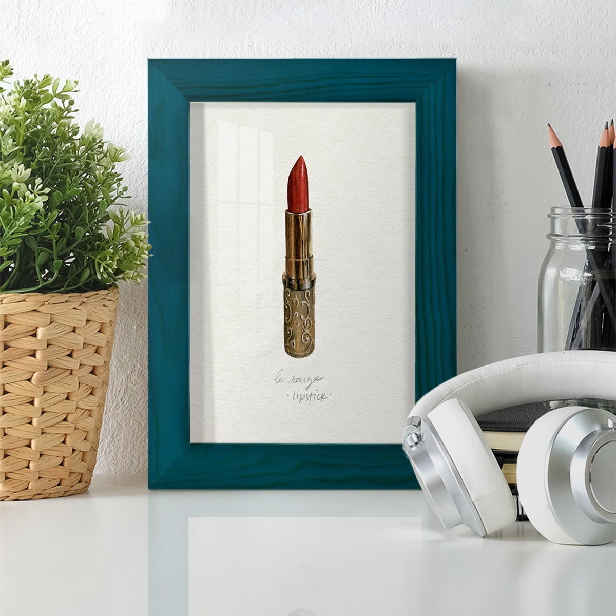 Gilded Toiletries III - Framed Print w/glass - Ocean Blue