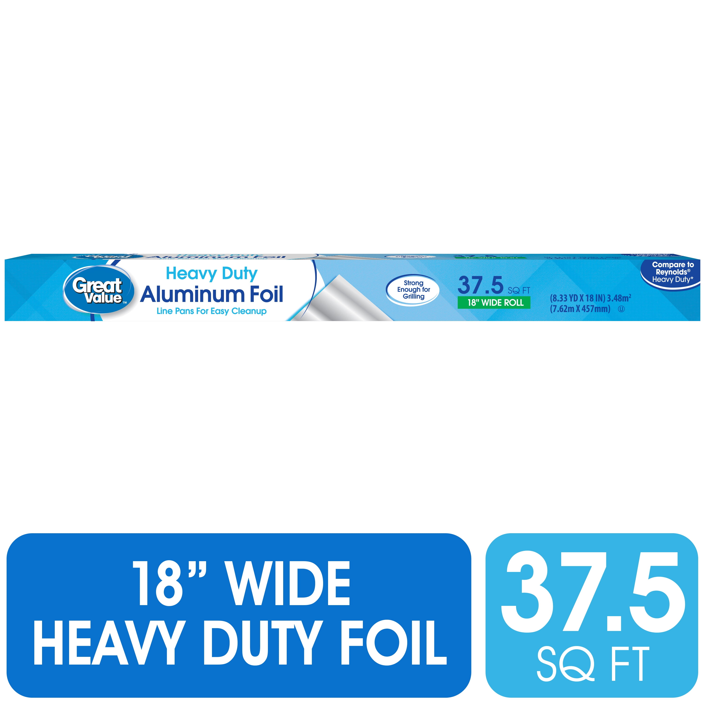 (12 pack) Great Value Heavy Duty Aluminum Foil, 37.5 Sq ft
