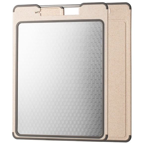 EGNMCR Double-Sided Cutting Board - Stainless Steel Straw Chopping Boards With Built-In Sharpener Grooves Non Feet For Meat Veggies chopping board