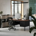 thumbnail image 3 of Flash Furniture Commercial Grade 30x60 Double Pedestal Desk with 5 Locking Drawers, Walnut Top and Black Frame, 3 of 13
