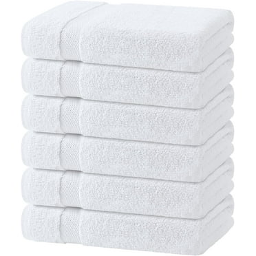 Wealuxe White Bath Towels 24x50 Inch, Cotton Towel Set for Bathroom, Hotel, Gym, Spa, Soft Extra Absorbent Quick Dry 6 Pack