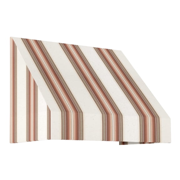 Awntech 3.38 Ft New Yorker Fixed Awning Canopy with Rigid Valance (40.5in x 16in x 30in), Brown/Tan/Terracotta Multi