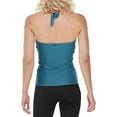 thumbnail image 2 of DKNY Women's Teal Stretch Removable Cups Tie Lined Twist Front Deep V Neck Halter Tankini Swimsuit Top M, 2 of 6