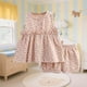 thumbnail image 5 of Conjunto de falda de verano para niña, cuello redondo, manga corta, estampado floral pequeño con lazo, material de gasa, pijama cómodo y transpirable de dos piezas para niñas pequeñas, conjunto de alg, 5 of 5
