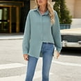 thumbnail image 6 of Fsqjgq Blouse Womens Tops Green Shirt Button Down Long Sleeve Shirts for Women Plus Size Summer Outfits 2024 New Aut Umn and Winter Solid With Lapel Button Long Sleeve Loose Shirt Cute Shirts, 6 of 7