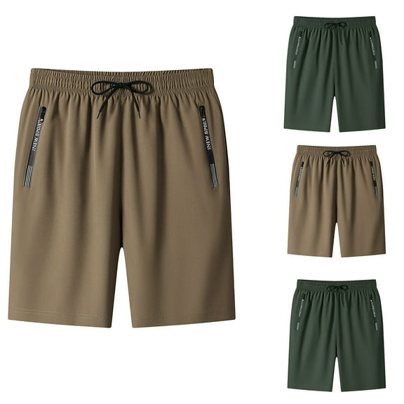 Running Shorts for Men 9 Inch with Zipper Pockets Lightweight Athletic Gym Shorts Casual Workout Khaki Shorts