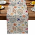 thumbnail image 2 of Burlap Table Runner 36 Inches Long,Vintage Sea Stars Pearls Shells Flowers Non-Slip Kitchen Table Runners for Dining Room Everyday Use Party Table Decorations Summer Plant, 2 of 9