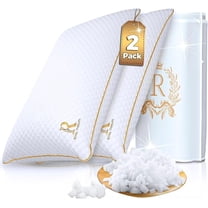 Royal Therapy Shredded Memory Foam Pillow, Queen, Medium Firm, Bamboo Cover, Adjustable Loft, 2-Pack