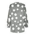 thumbnail image 5 of Hfyihgf Plus Size Tops for Women Polka Dot Printed Tunic Blouse Cotton Linen Loose Leisure Roll-up Long Sleeve V-Neck Tees Shirts Pullover Green 5XL, 5 of 5