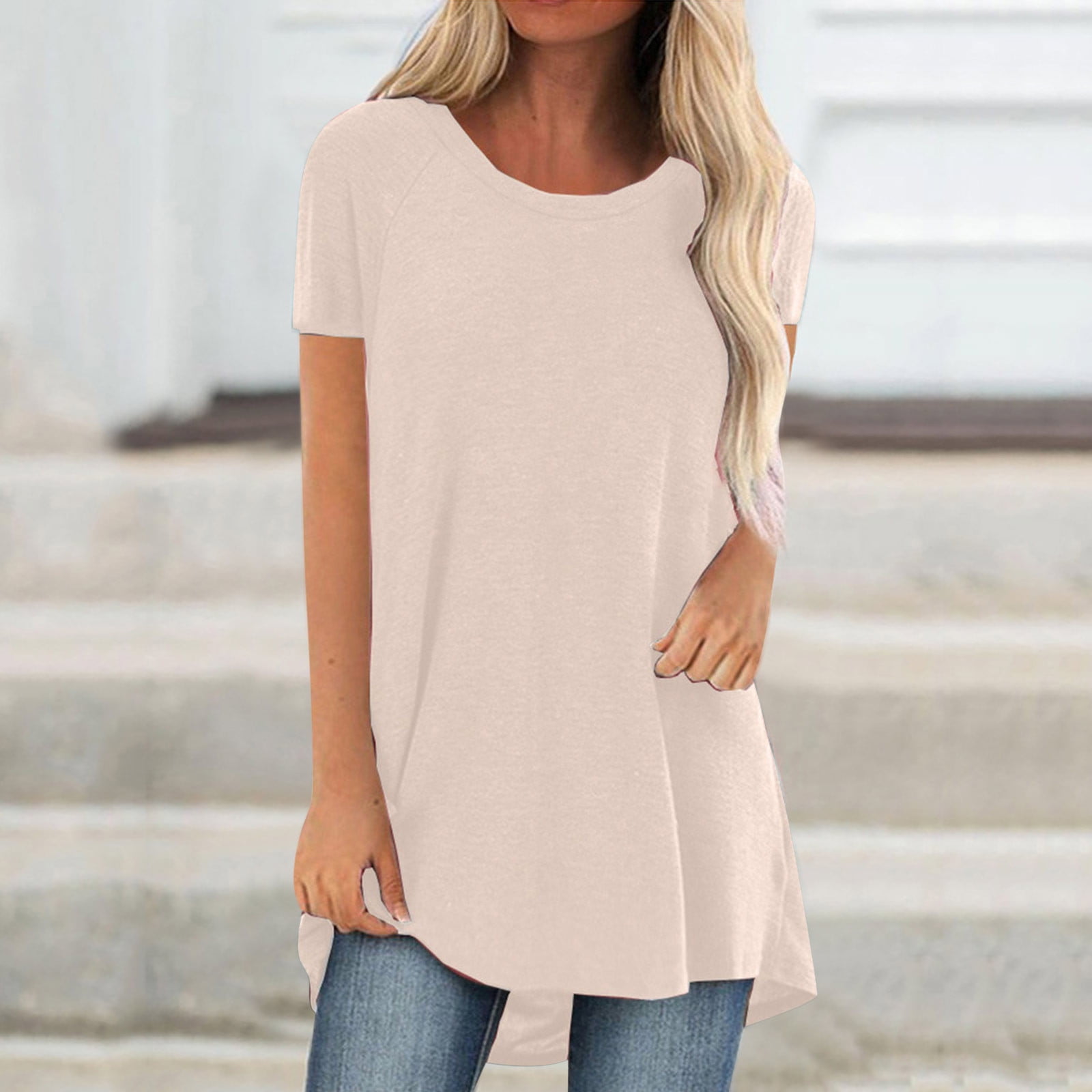 Women Tunic Tops For Leggings Dressy Summer Short Sleeve Tunic Tops Loose  Fit Casual T-Shirt Button Up Blouses, Blue, Large : Amazon.ca: Clothing,  Shoes & Accessories