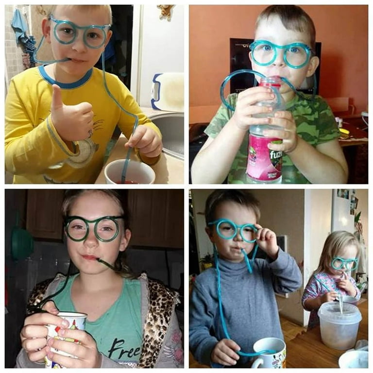 Fun Soft Plastic Glasses Straw Jokes Drinking Toys Kids Baby Birthday Toys  Bar Party Supplies