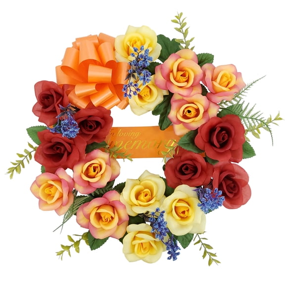 Mainstays 17'' Diameter Artificial Flower Wreath,Red Yellow Rose