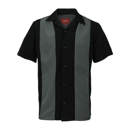 - Men's Retro Charlie Sheen Two Tone Guayabera Bowling Shirt