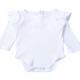 thumbnail image 1 of Infant Newborn Baby Boy Girl Long Sleeve Romper Cotton Ruffled Solid Color Bodysuit, 1 of 5