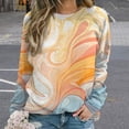 thumbnail image 2 of Simple Colored Ripple Womens Casual Crewneck Sweatshirt Long Sleeve Tops Cute Pullover Loose Fit, 2 of 7