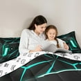 thumbnail image 5 of Feelyou 3D Game Controller Bedding Comforter Set 7pcs, Gamepad Game Console King Bedding Sets, Neon Cyan Honeycomnb Abstract Reversible Bed Sheets, Microfiber Bedroom Decor, 5 of 9