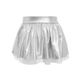 thumbnail image 5 of Doomiva Kids Girls' Shiny Dance Scooter Skirts Metallic Skater Skorts Performance Dance Outfits Sparkly Tutu Silver 14, 5 of 6