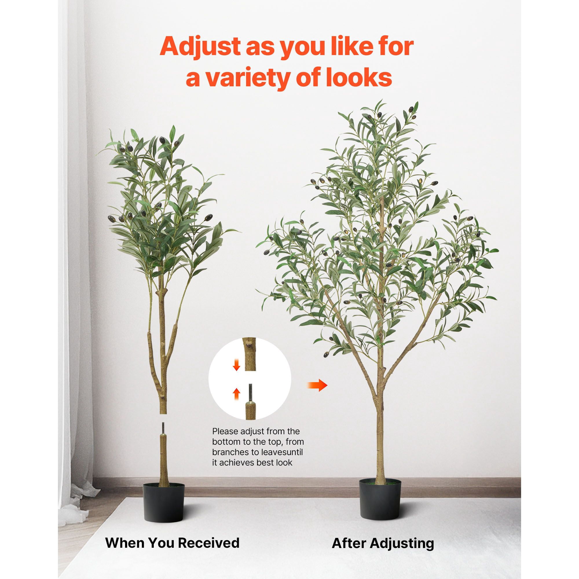 5FT Artificial Olive Tree with Black Pot, Realistic Leaves & Fruits, Adjustable Branches, for Home Office Corner Decor