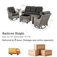 thumbnail image 2 of Ovios 5 Pieces Outdoor Patio Furniture Set High-Back Rattan Wicker Conversation Set Outdoor Sectional with Swivel Chairs & Solar Light Coffee Table, Black, 2 of 11