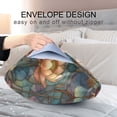 thumbnail image 4 of Yayeee Pillowcase Standard Size Set of 2 Satin Wrinkle Resistant Envelope Pillow Case, Abstract Water Lilies Pattern, 4 of 8