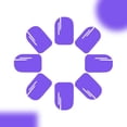 thumbnail image 3 of 24 Pcs Solid Color False Nail Short Square Press On Nail Purple Stick on Nail, 3 of 7