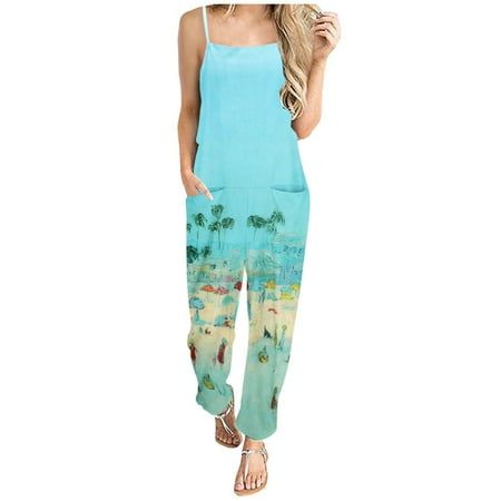 

Jumpsuits Bodysuit For Women Wide Leg Jumpsuits For Women Sleeveless Suspender Overalls Loose Wide Leg Baggy Rompers Button Palazzo With Pockets Plus Size Lingerie For Women