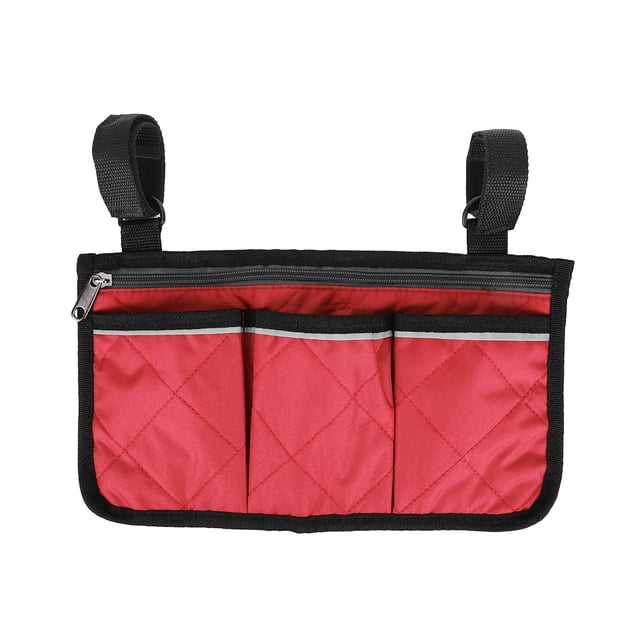 Silla de ruedas multifuncional, reposabrazos, bolsa lateral, andador, bolsa colgante, organizador de almacenamiento, color rojo vino YUNYI BRAND Deportes