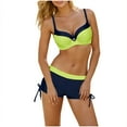 thumbnail image 4 of Women's Fashion Two-piece Bikini Boxers Swimsuit Solid Color Sports Swimsuit, 4 of 7