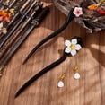 thumbnail image 3 of 2Pcs 2 Styles Flower Hair Stick Pin Chinese Hairpin with Bead Pendants Asian Japanese Traditional Wood Vintage Retro Hair Chopsticks Forks for Women Buns Updos Holder Headpieces Accessories colorful, 3 of 7
