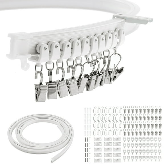 Curved Ceiling Curtain Track, 5Meter/16.4ft Flexible Bendable Mount Curtain Rail System for Room Windows Bathroom Divider