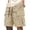 Khaki, variant on Mens Cargo Shorts Elastic Waist Pull on Workout Shorts Solid Summer Hiking Clothes with Pockets