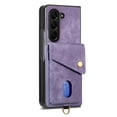 thumbnail image 2 of Nalacover for Samsung Z Fold 5, Slim Case Wallet with Credit Card Holder, Back Flip Premium Leather Magnetic Clasp Kickstand Wirst Hand Strap Shockproof Cover for Samsung Galaxy Z Fold 5, Purple, 2 of 11