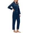 thumbnail image 5 of SwiftWear Silk Pajama Set for Women 2 Pieces- Sleepwear & Loungewear Satin Long Sleeve Top and Pants, Soft Home Comfort Blue, 5 of 6