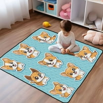 WOBOGO Cute Cartoon Dog Baby Playmats Extra Large Waterproof Rollable Activity Pads for Toddlers 50×50inch