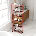 thumbnail image 3 of Red 6-Tier Rolling Cart Kitchen Slim Slide Out Storage Tower Rack with Wheels, Kitchen, Bathroom Laundry Narrow Piaces Utility cart, Mobile Shelving Unit Organizer Trolley for Laundry, 3 of 7