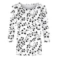 thumbnail image 5 of Craaazy Dressy Tops for Women Vintage Floral Print 3/4 Length Sleeve Crewneck Spring Clothes Gifts, 5 of 5