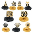 thumbnail image 1 of Centros de mesa de decoración de cumpleaños de 50 años para decoraciones de fiestas de cumpleaños (Negro + Tono Dorado), 1 of 5