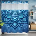 thumbnail image 6 of No Hook Shower Curtains with Snap-in Liner Set, Blue Florals Waterproof Hotel Style Bathroom Shower Curtain, Modern Abstract Middle Century Motifs Breathable Mesh Top Window Bath Curtains 72''x78'', 6 of 9