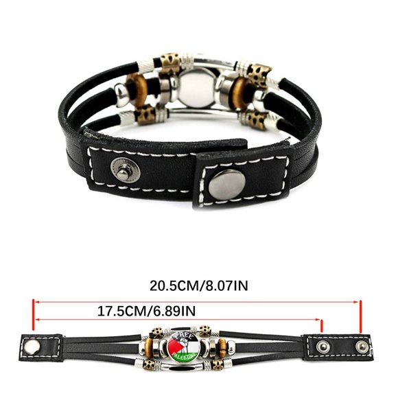 Palestinian Flag Leather Bracelet Punk Vintage Beaded Bracelet Handicraft Popular Small Item